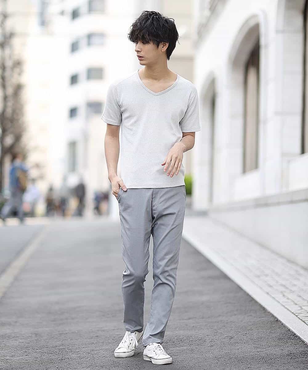 MKKHL38059 MK MICHEL KLEIN HOMME(MKミッシェルクランオム) カットソー／メッシュプレーティング ホワイト