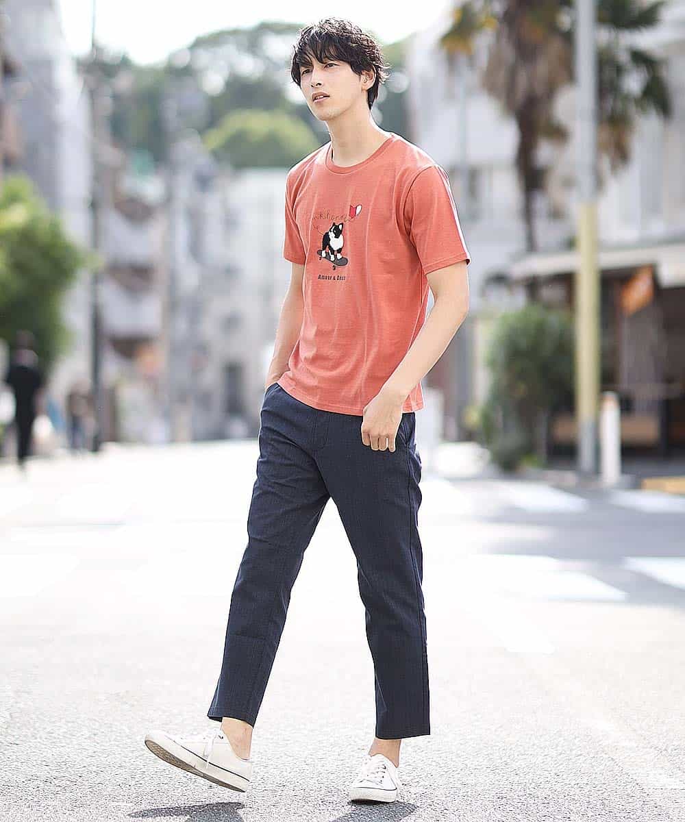 MKKHL42045 MK MICHEL KLEIN HOMME(MKミッシェルクランオム) カットソー／ブルドック刺繍 オレンジ