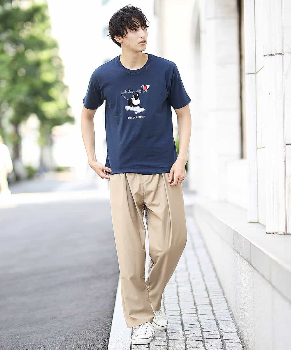MKKHL42045 MK MICHEL KLEIN HOMME(MKミッシェルクランオム) カットソー／ブルドック刺繍 ネイビー