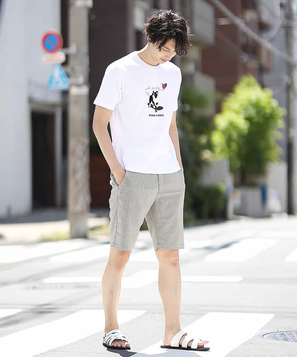 MKKHL42045 MK MICHEL KLEIN HOMME(MKミッシェルクランオム) カットソー／ブルドック刺繍 ホワイト