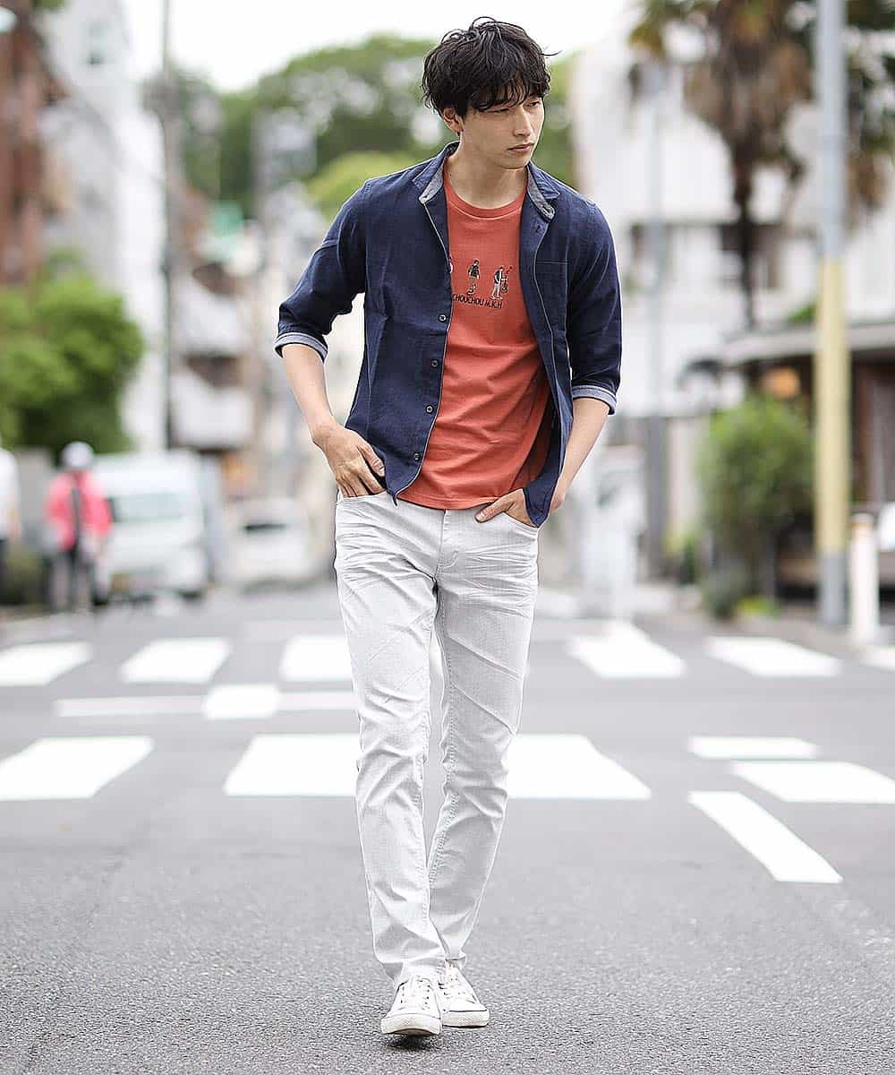MKKHL44045 MK MICHEL KLEIN HOMME(MKミッシェルクランオム) カットソー／刺繍Tシャツ オレンジ
