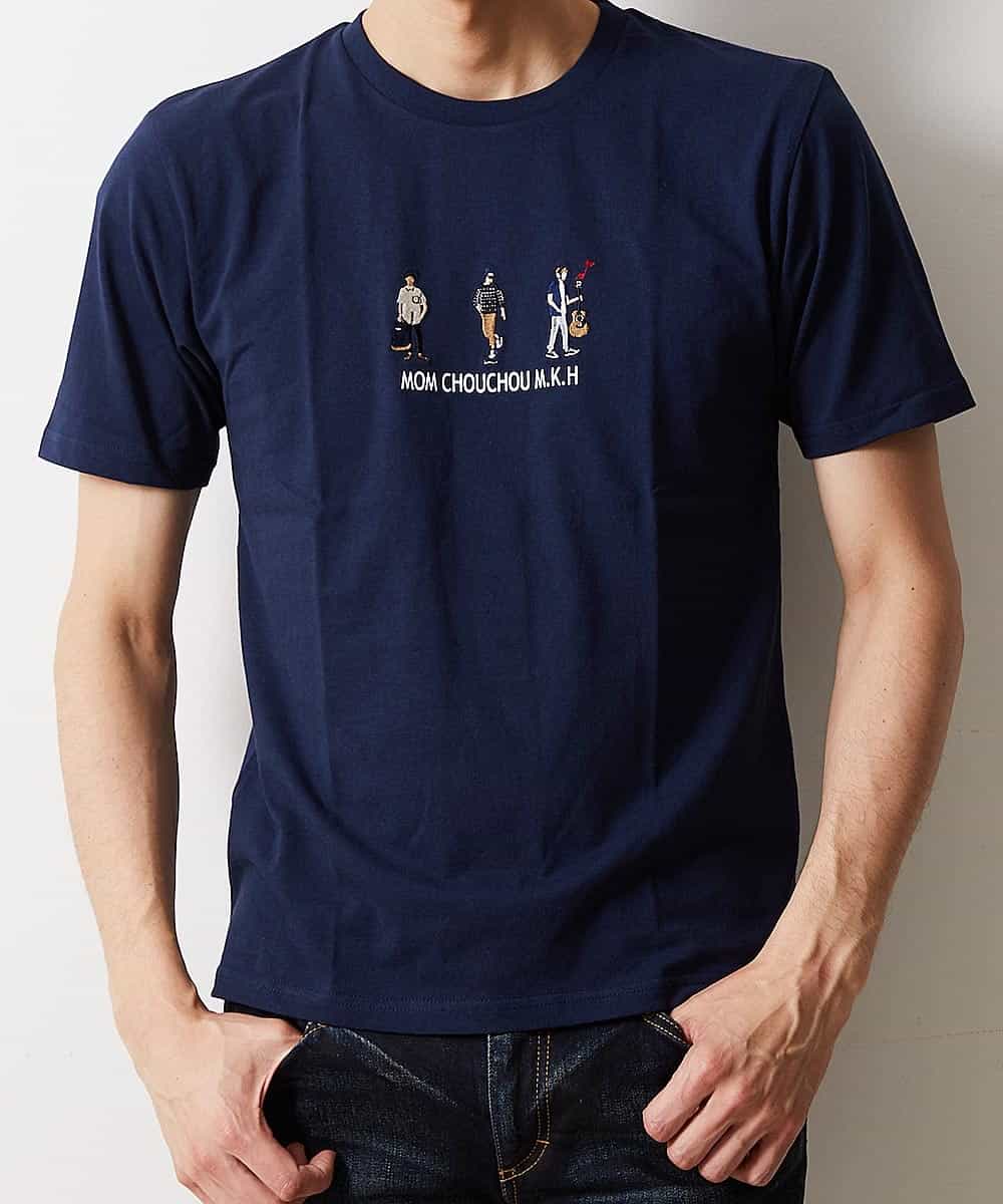 MKKHL44045 MK MICHEL KLEIN HOMME(MKミッシェルクランオム) カットソー／刺繍Tシャツ ネイビー