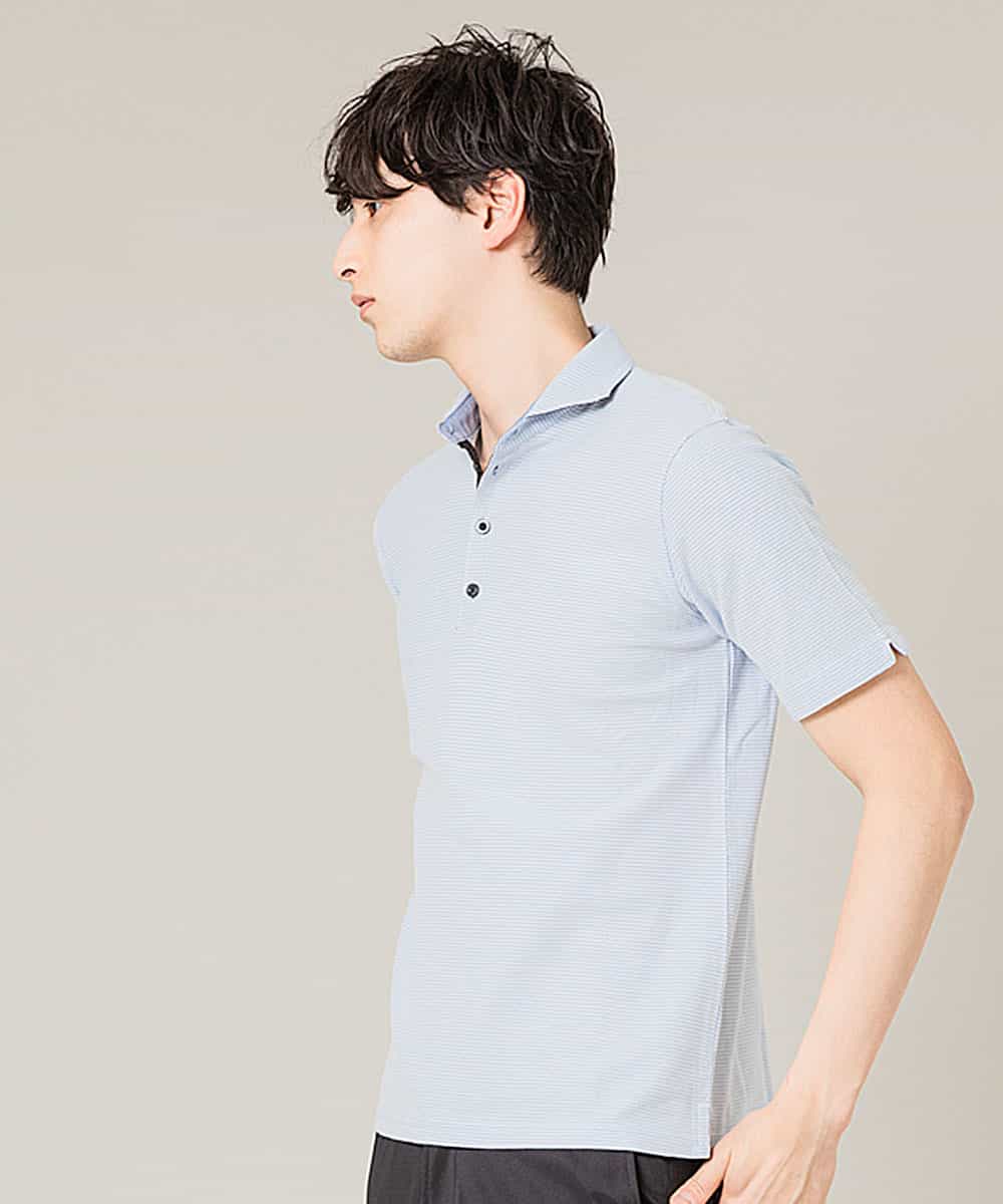 MKKHL87079 MK MICHEL KLEIN HOMME(MKミッシェルクランオム) ポロシャツ／ワンダーフェイスハニカム ライトブルー