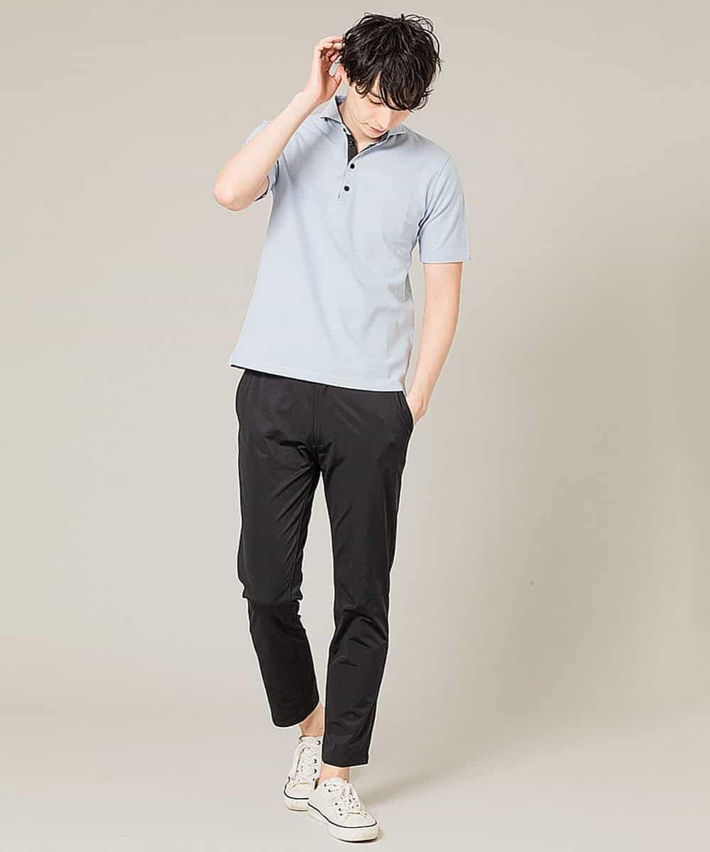 MKKHL87079 MK MICHEL KLEIN HOMME(MKミッシェルクランオム) ポロシャツ／ワンダーフェイスハニカム ライトブルー