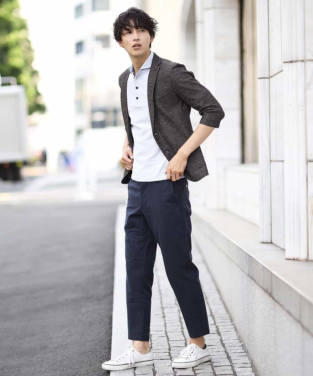MKKHL87079 MK MICHEL KLEIN HOMME(MKミッシェルクランオム) ポロシャツ／ワンダーフェイスハニカム ライトブルー