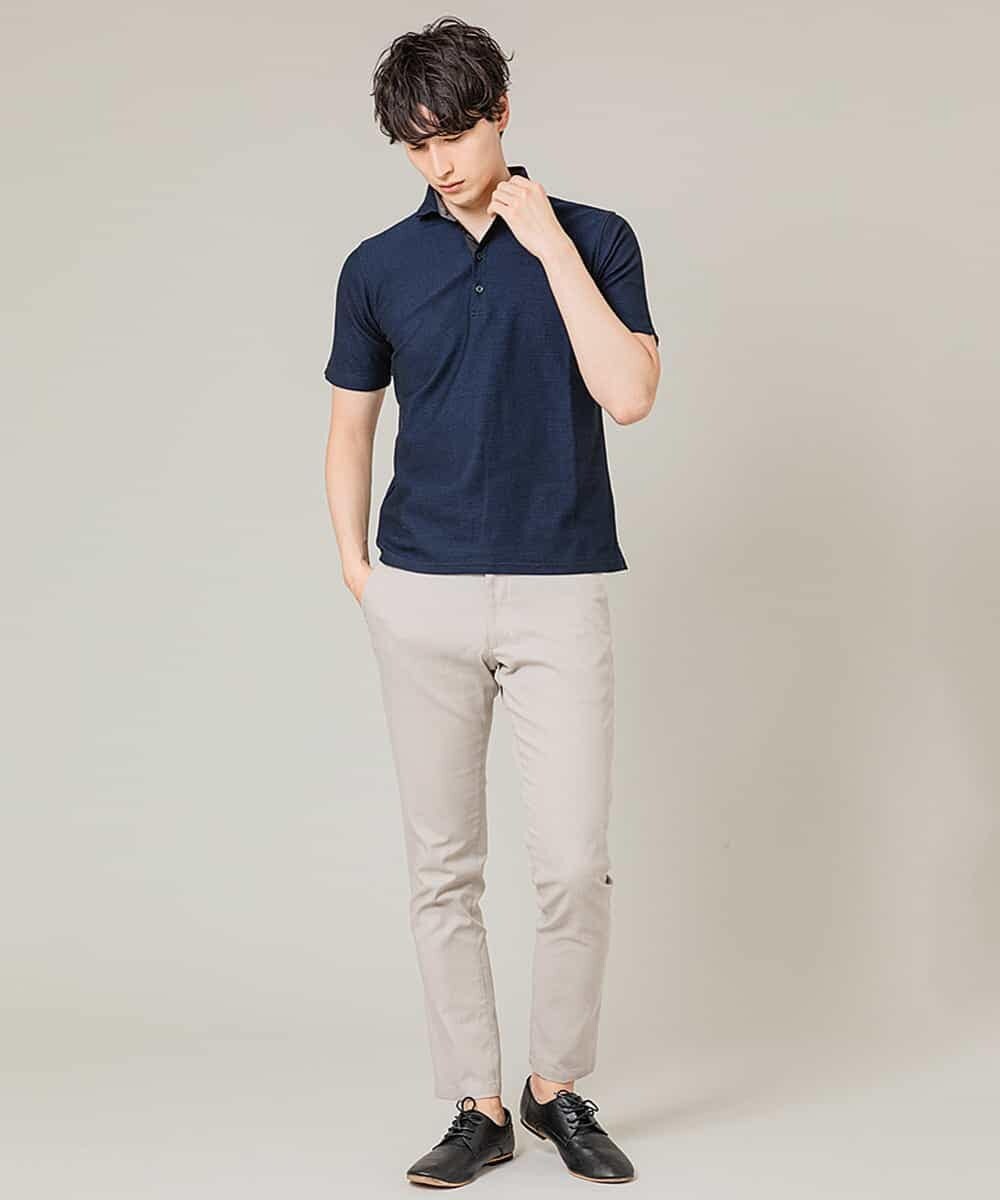 MKKHL87079 MK MICHEL KLEIN HOMME(MKミッシェルクランオム) ポロシャツ／ワンダーフェイスハニカム ネイビー