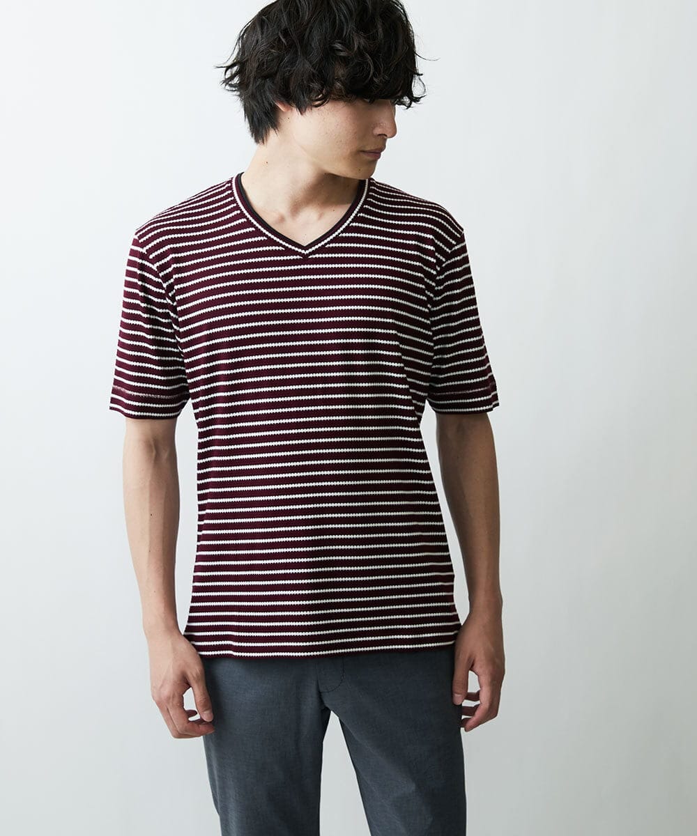 Vネックボーダーtシャツ カットソー Tシャツ Mk Michel Klein Homme Mkミッシェルクランオム イトキンオンラインストア