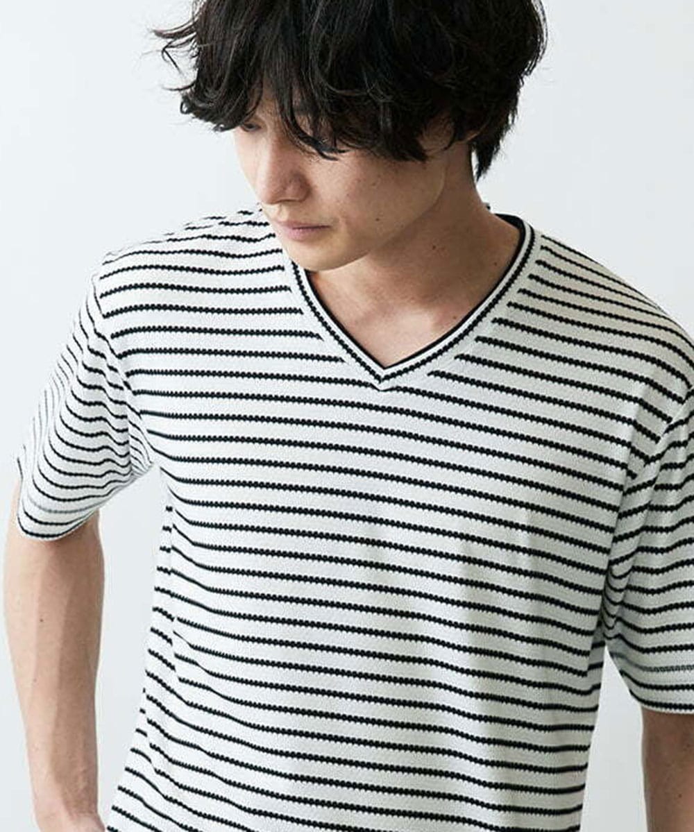 Vネックボーダーtシャツ カットソー Tシャツ Mk Michel Klein Homme Mkミッシェルクランオム イトキンオンラインストア