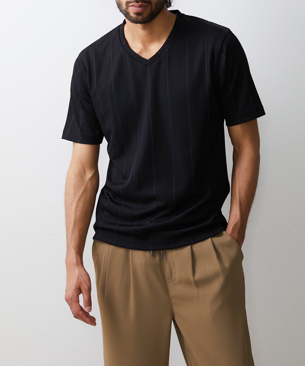 MKKHS54059 MK MICHEL KLEIN HOMME(MKミッシェルクランオム) カットソー / ワイドピッチテレコ　 ブラック(94)