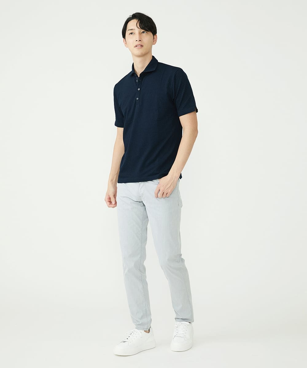 MKKHS58090 MK MICHEL KLEIN HOMME(MKミッシェルクランオム) ポロシャツ / サッカーストライプジャージ ネイビー(58)