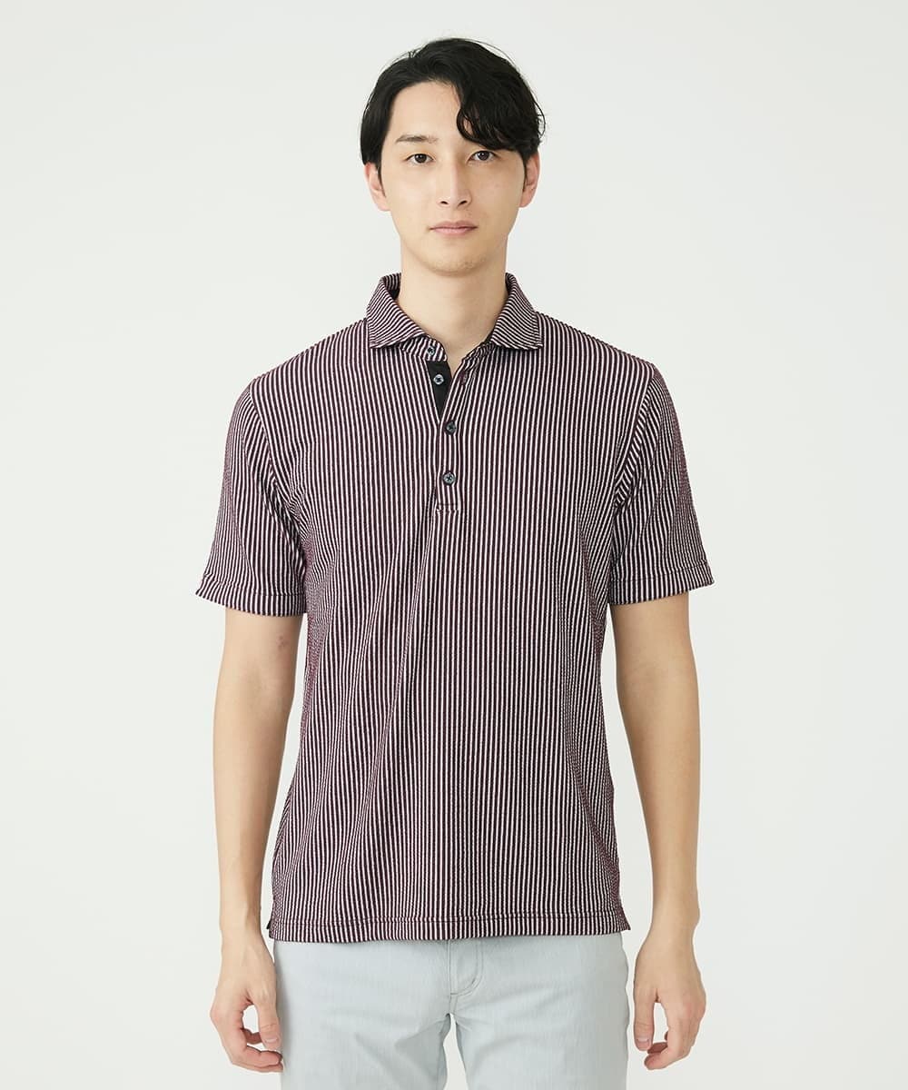 MKKHS58090 MK MICHEL KLEIN HOMME(MKミッシェルクランオム) ポロシャツ / サッカーストライプジャージ パープル(77)