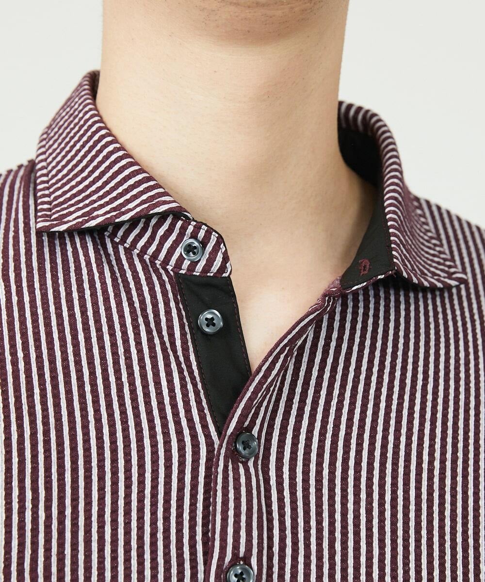 MKKHS58090 MK MICHEL KLEIN HOMME(MKミッシェルクランオム) ポロシャツ / サッカーストライプジャージ パープル(77)
