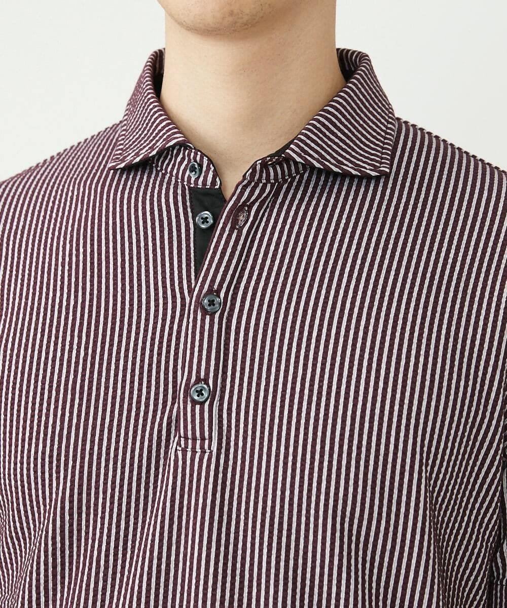 MKKHS58090 MK MICHEL KLEIN HOMME(MKミッシェルクランオム) ポロシャツ / サッカーストライプジャージ パープル(77)