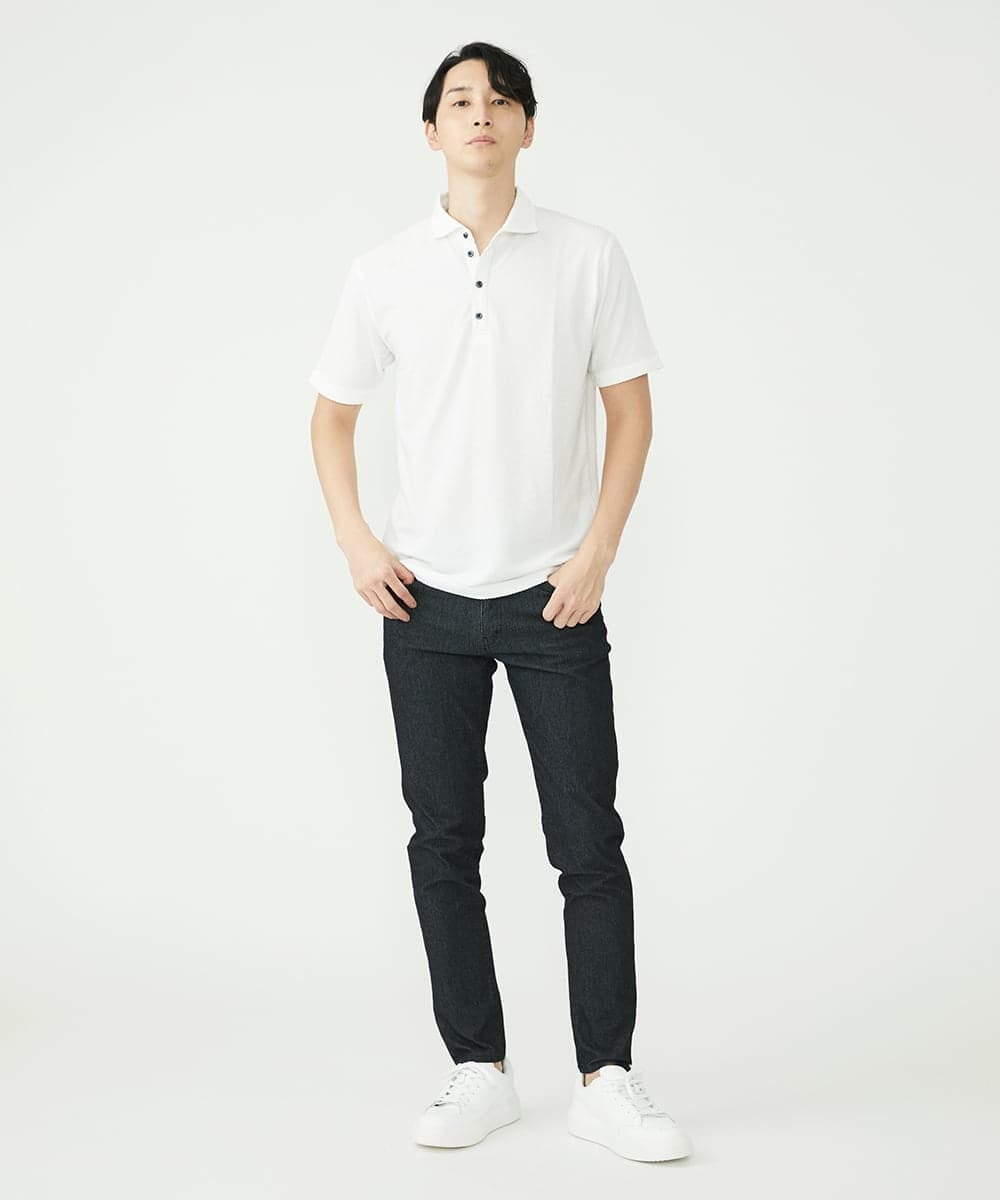MKKHS58090 MK MICHEL KLEIN HOMME(MKミッシェルクランオム) ポロシャツ / サッカーストライプジャージ ホワイト(90)