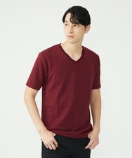 MKKHU02063 MK MICHEL KLEIN HOMME(MKミッシェルクランオム) へリンボンカットソー パープル(77)