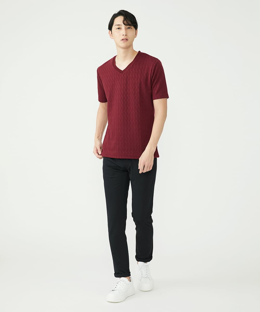 MKKHU02063 MK MICHEL KLEIN HOMME(MKミッシェルクランオム) へリンボンカットソー パープル(77)