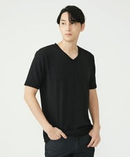 MKKHU02063 MK MICHEL KLEIN HOMME(MKミッシェルクランオム) へリンボンカットソー ブラック(94)