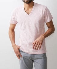 MKKHU32059 MK MICHEL KLEIN HOMME(MKミッシェルクランオム) カットソー / 楊柳（ヨウリュウ）Vネックカットソー ピンク(03)