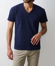 MKKHU32059 MK MICHEL KLEIN HOMME(MKミッシェルクランオム) カットソー / 楊柳（ヨウリュウ）Vネックカットソー ネイビー(57)