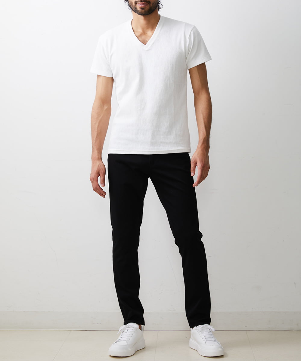 MKKHU32059 MK MICHEL KLEIN HOMME(MKミッシェルクランオム) カットソー / 楊柳（ヨウリュウ）Vネックカットソー ホワイト(90)