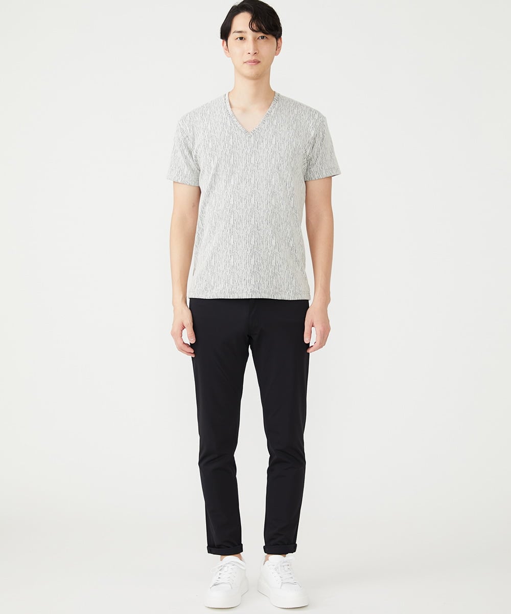 MKKHU32059 MK MICHEL KLEIN HOMME(MKミッシェルクランオム) カットソー / 楊柳（ヨウリュウ）Vネックカットソー ライトグレー(91)