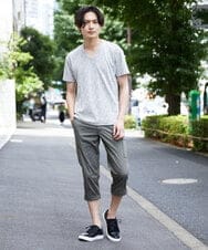 MKKHU32059 MK MICHEL KLEIN HOMME(MKミッシェルクランオム) カットソー / 楊柳（ヨウリュウ）Vネックカットソー ライトグレー(91)
