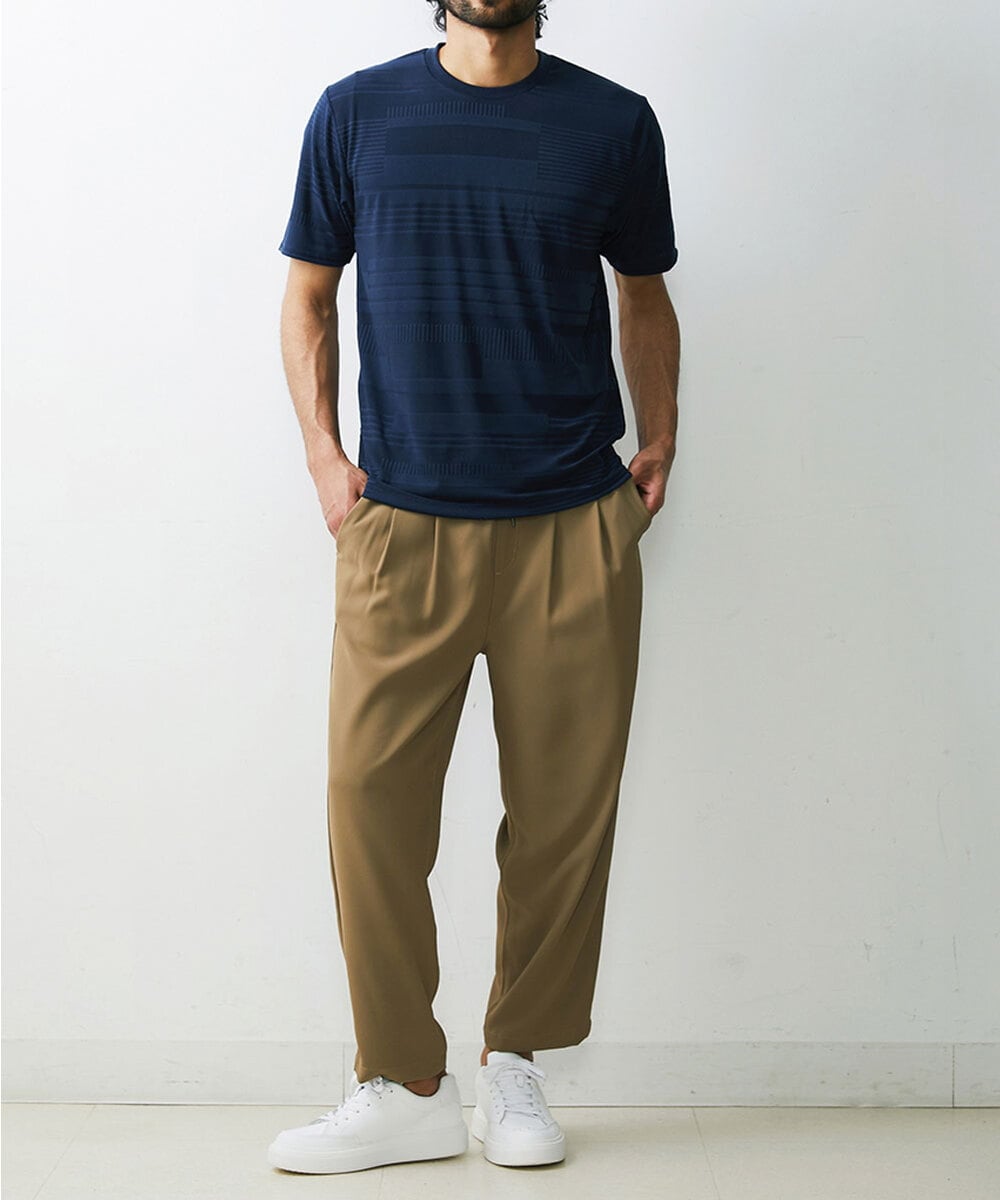 MKKHU61059 MK MICHEL KLEIN HOMME(MKミッシェルクランオム) カットソー / ジャガードマルチボーダー ネイビー(57)