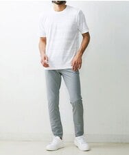 MKKHU61059 MK MICHEL KLEIN HOMME(MKミッシェルクランオム) カットソー / ジャガードマルチボーダー ホワイト(90)