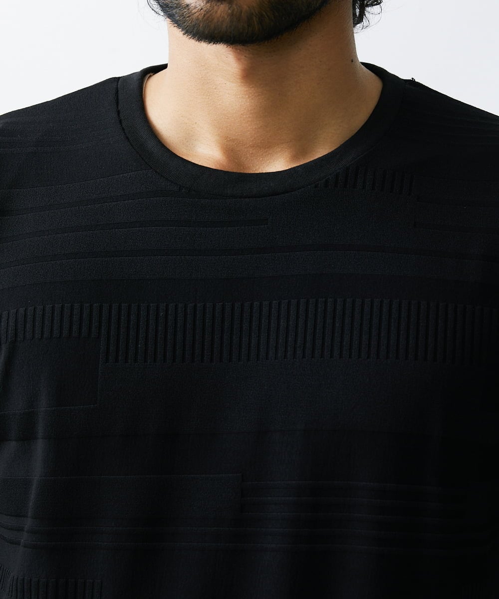 MKKHU61059 MK MICHEL KLEIN HOMME(MKミッシェルクランオム) カットソー / ジャガードマルチボーダー ブラック(94)
