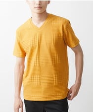 MKKHV53059 MK MICHEL KLEIN HOMME(MKミッシェルクランオム) 【大きいサイズあり】ＶネックＴシャツ/アソートリンクス マスタード