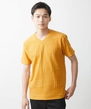 MKKHV53059 MK MICHEL KLEIN HOMME(MKミッシェルクランオム) 【大きいサイズあり】ＶネックＴシャツ/アソートリンクス マスタード