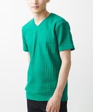 MKKHV53059 MK MICHEL KLEIN HOMME(MKミッシェルクランオム) 【大きいサイズあり】ＶネックＴシャツ/アソートリンクス グリーン