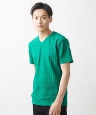 MKKHV53059 MK MICHEL KLEIN HOMME(MKミッシェルクランオム) 【大きいサイズあり】ＶネックＴシャツ/アソートリンクス グリーン