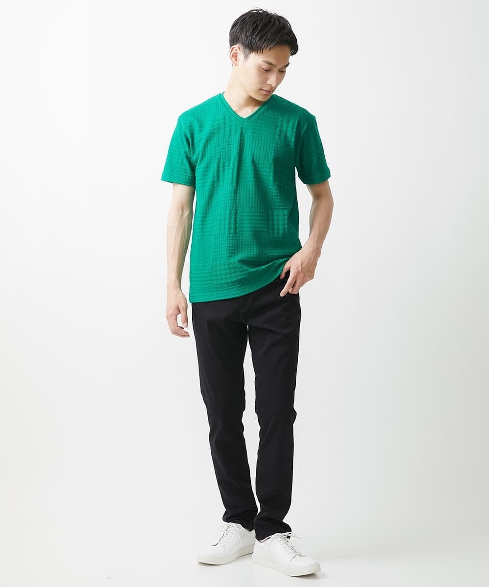 MKKHV53059 MK MICHEL KLEIN HOMME(MKミッシェルクランオム) 【大きいサイズあり】ＶネックＴシャツ/アソートリンクス グリーン