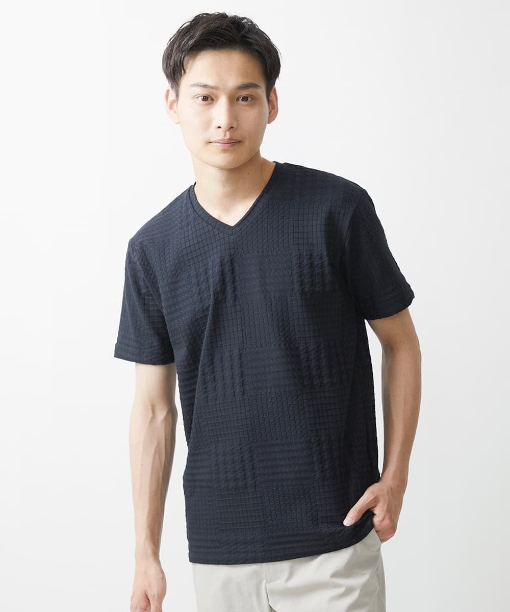 MKKHV53059 MK MICHEL KLEIN HOMME(MKミッシェルクランオム) 【大きいサイズあり】ＶネックＴシャツ/アソートリンクス ネイビー