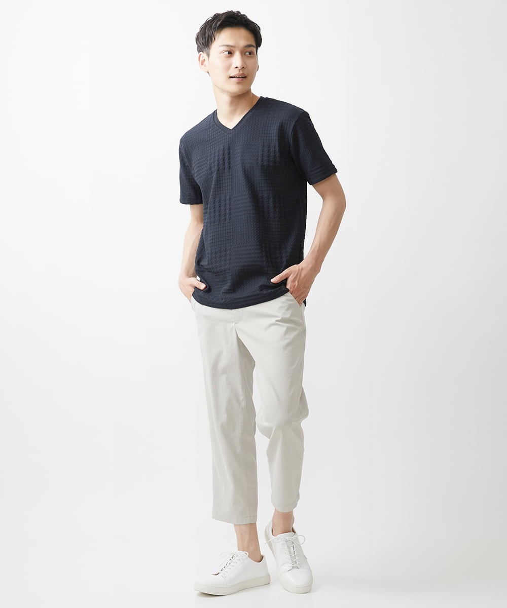 MKKHV53059 MK MICHEL KLEIN HOMME(MKミッシェルクランオム) 【大きいサイズあり】ＶネックＴシャツ/アソートリンクス ネイビー