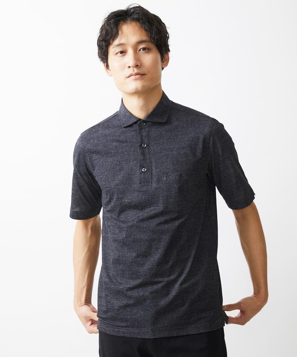 MKKHV68120 MK MICHEL KLEIN HOMME(MKミッシェルクランオム) 【ON/OFF対応】BREATH MESH ポロシャツ ネイビー