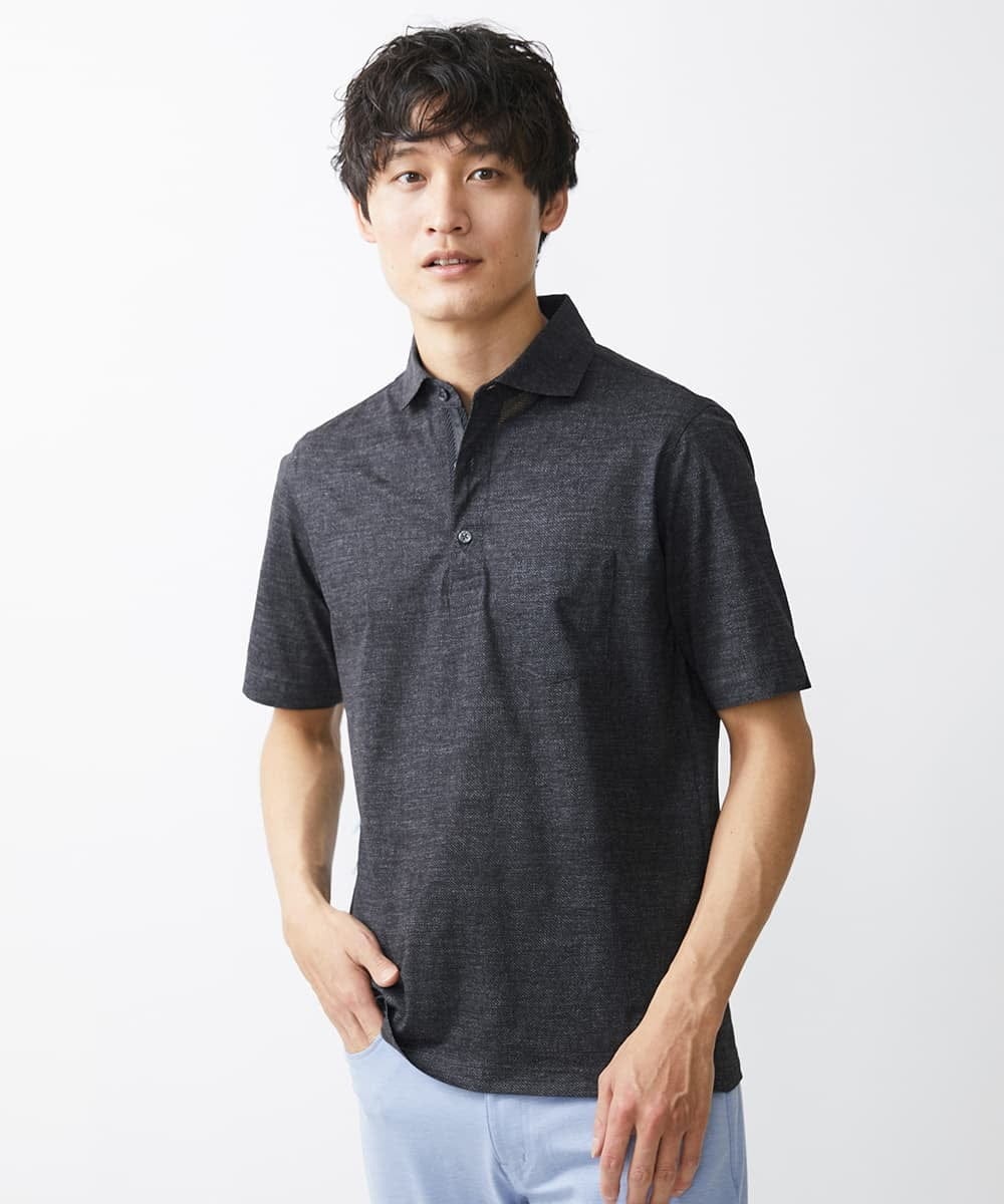 MKKHV68120 MK MICHEL KLEIN HOMME(MKミッシェルクランオム) 【ON/OFF対応】BREATH MESH ポロシャツ ダークグレー
