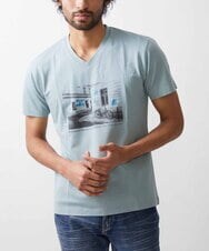 MKKHX06069 MK MICHEL KLEIN HOMME(MKミッシェルクランオム) 【大きいサイズあり】Tシャツ/風景プリント グリーン