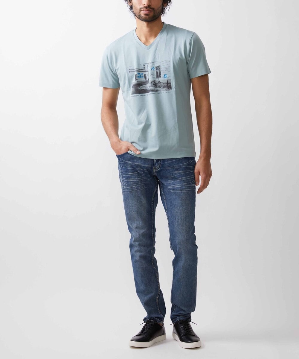 MKKHX06069 MK MICHEL KLEIN HOMME(MKミッシェルクランオム) 【大きいサイズあり】Tシャツ/風景プリント グリーン