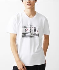 MKKHX06069 MK MICHEL KLEIN HOMME(MKミッシェルクランオム) 【大きいサイズあり】Tシャツ/風景プリント ホワイト