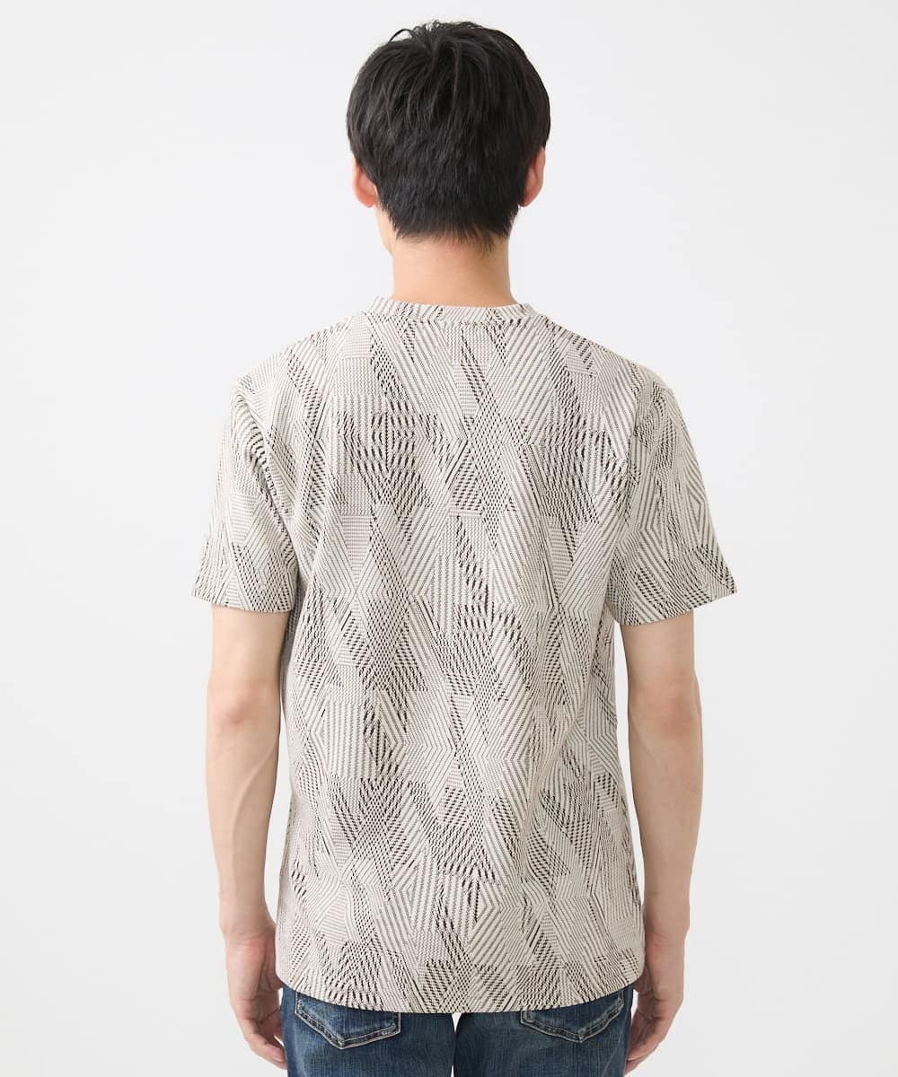 MKKHX23069 MK MICHEL KLEIN HOMME(MKミッシェルクランオム) 【大きいサイズあり】カットソー/ジオメトリックジャガード オレンジ