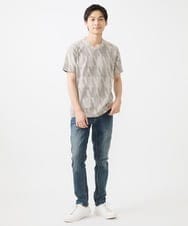 MKKHX23069 MK MICHEL KLEIN HOMME(MKミッシェルクランオム) 【大きいサイズあり】カットソー/ジオメトリックジャガード オレンジ