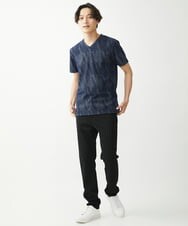 MKKHX23069 MK MICHEL KLEIN HOMME(MKミッシェルクランオム) 【大きいサイズあり】カットソー/ジオメトリックジャガード ネイビー