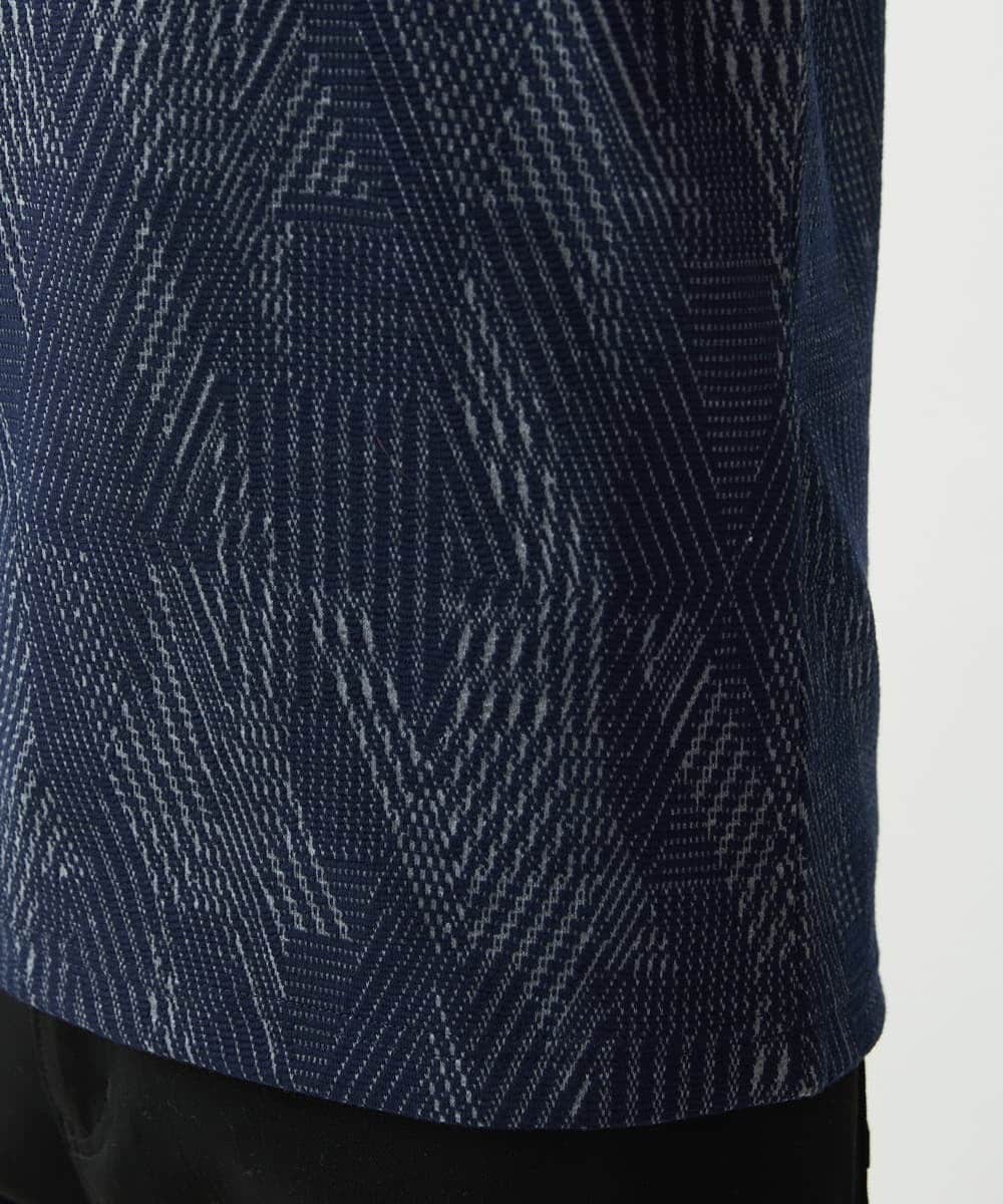 MKKHX23069 MK MICHEL KLEIN HOMME(MKミッシェルクランオム) 【大きいサイズあり】カットソー/ジオメトリックジャガード ネイビー