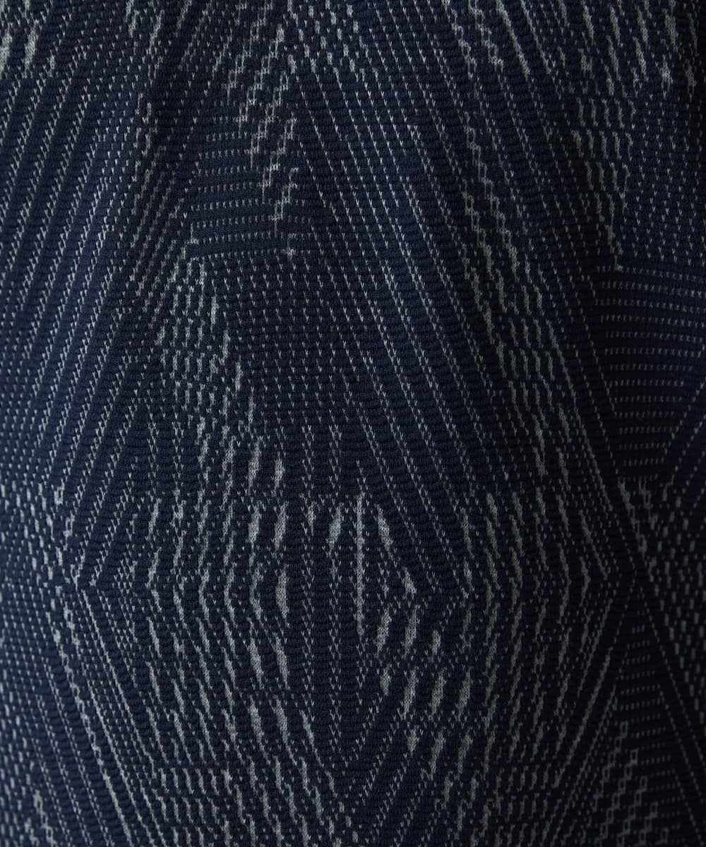 MKKHX23069 MK MICHEL KLEIN HOMME(MKミッシェルクランオム) 【大きいサイズあり】カットソー/ジオメトリックジャガード ネイビー