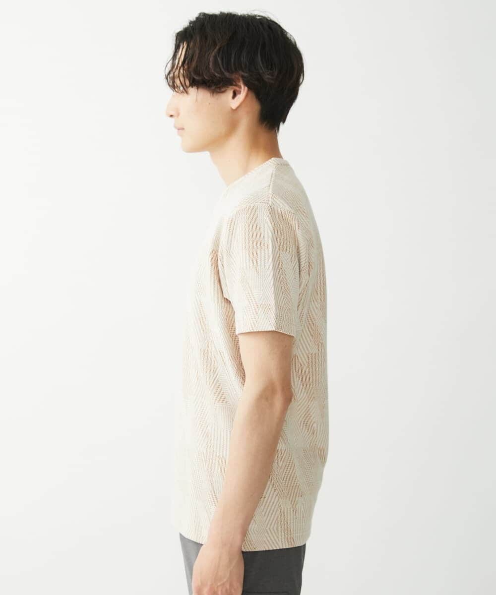 MKKHX23069 MK MICHEL KLEIN HOMME(MKミッシェルクランオム) 【大きいサイズあり】カットソー/ジオメトリックジャガード アイボリー