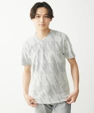 MKKHX23069 MK MICHEL KLEIN HOMME(MKミッシェルクランオム) 【大きいサイズあり】カットソー/ジオメトリックジャガード グレー