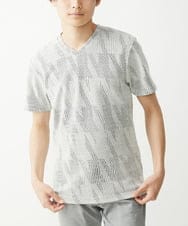 MKKHX23069 MK MICHEL KLEIN HOMME(MKミッシェルクランオム) 【大きいサイズあり】カットソー/ジオメトリックジャガード グレー