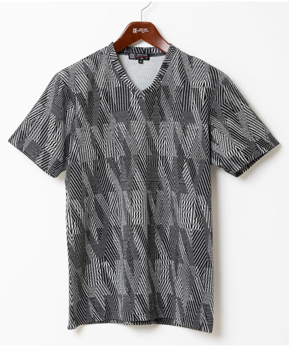 MKKHX23069 MK MICHEL KLEIN HOMME(MKミッシェルクランオム) 【大きいサイズあり】カットソー/ジオメトリックジャガード ブラック